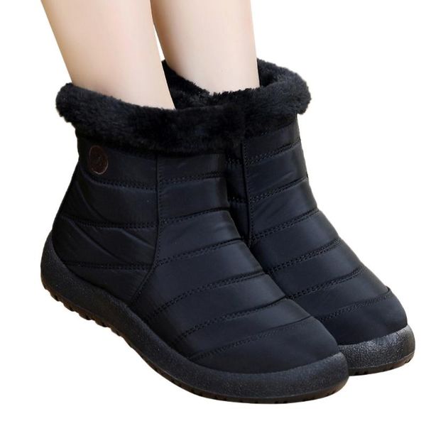 

boots sagace winter snow for women thick bottom cotton fur booties shoes ladie waterproof slip on, Black