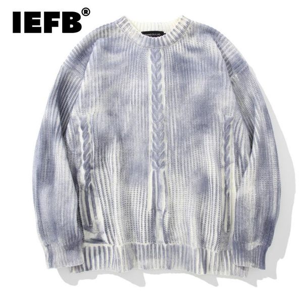 

men's sweaters iefb trendy streetwear sweater 2021 harajuku trend loose round neck tie dye pullover kinttwear autumn witner tide, White;black