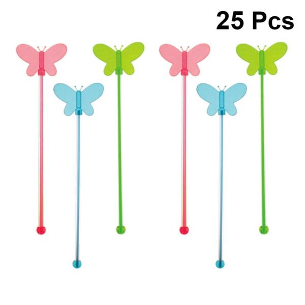 

spoons 25pcs acrylic stirring stick mixing scoop swizzle shape design for bar restaurant (22cm random color)