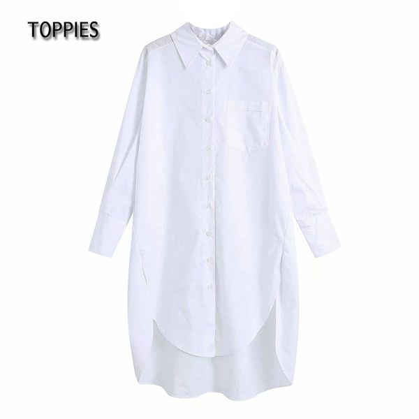 

ies casual oversize long shirts women white shirts irregualr hem harajuku streetwear 210412