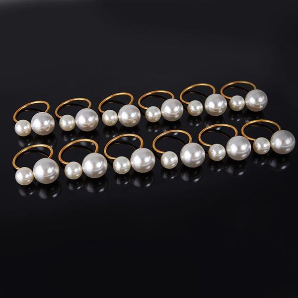 

napkin rings 12pcs/lot pearl metal ring the toast button western buckle