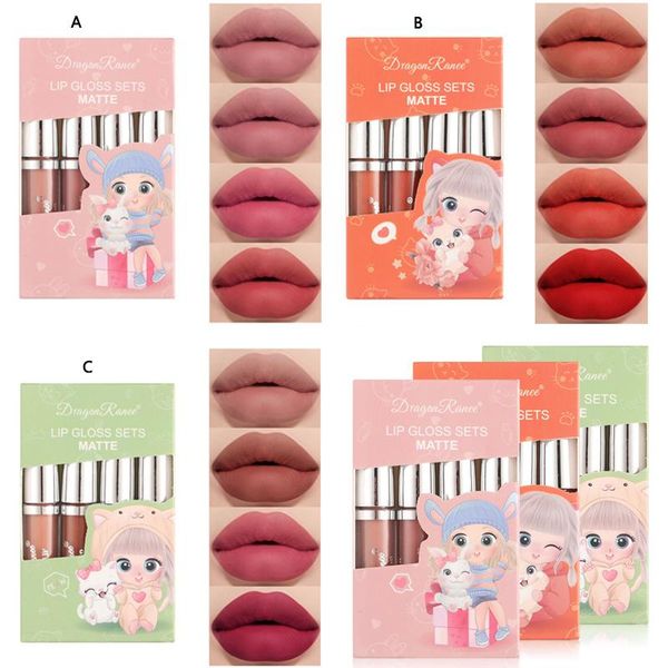 

lip gloss 4 colors lipstick set lips makeup matte velvet long lasting moisture cosmetic for make up