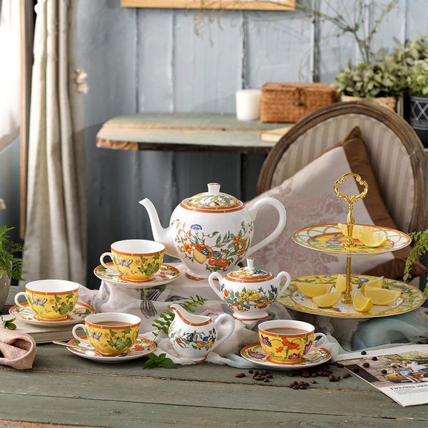 

coffee set bone china dinner plates cup saucer fruit plate tea pot creamer sugar bowl kitchen dinning room dishes &