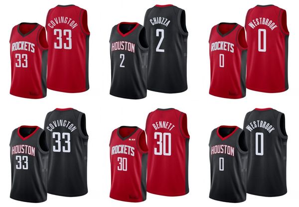 

houston rockets russell westbrook brandon knight anthony bennett robert covington jersey, Black