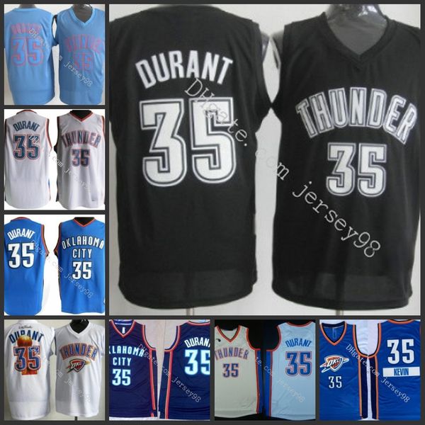 

oklahoma city thunder men #35 kevin durant thunder retro basketball jersey, Black