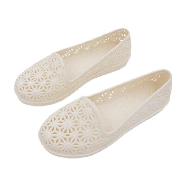 

dress shoes summer casual breathable beach shallow hollow flower women sandals closed toe flat slip-on lady jelly 20210402, Black