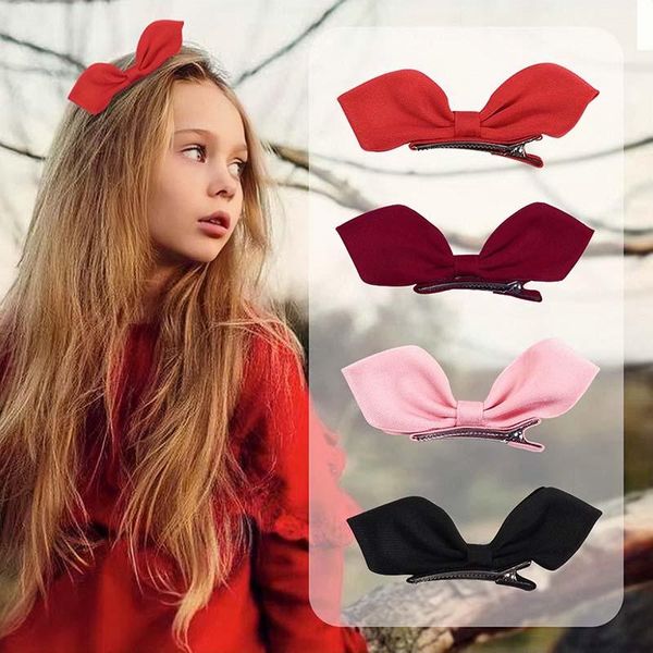 

red ribbon hair bows clips vintage bowknot side hairpin cute girls barrettes accessories for women spinki do wlosow, Slivery;white