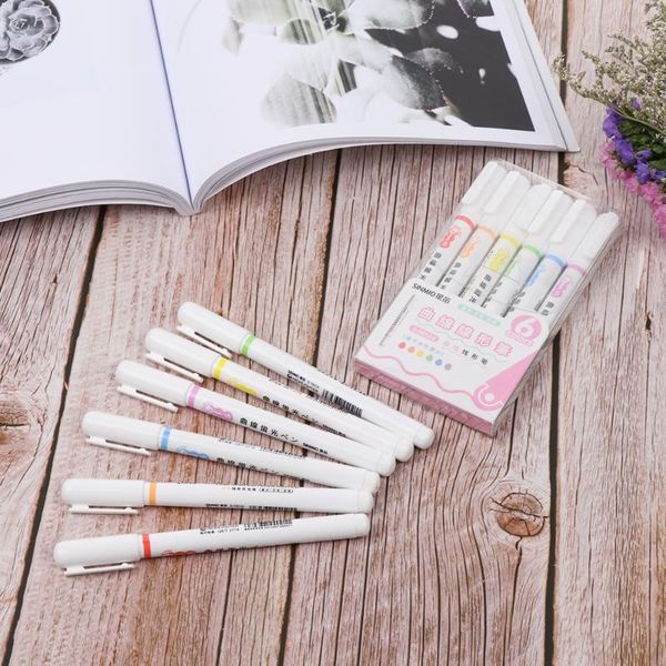 

3/6pcs art drawing graffiti pen creative wave line gel student reading marker diy diary stationery office school supplies pens