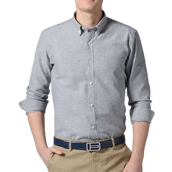 

buttoned shirt oxford fabric 100% cotton shirt mens long sleeve business casual slim fit excellent comfortable 5xl 210527, White;black