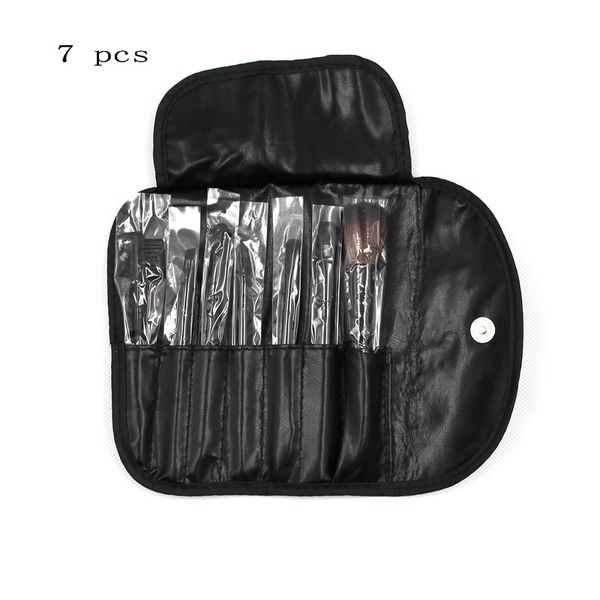 

7 pc eyeshadow brush set with leather case eyebrow face powder makeup brushes
