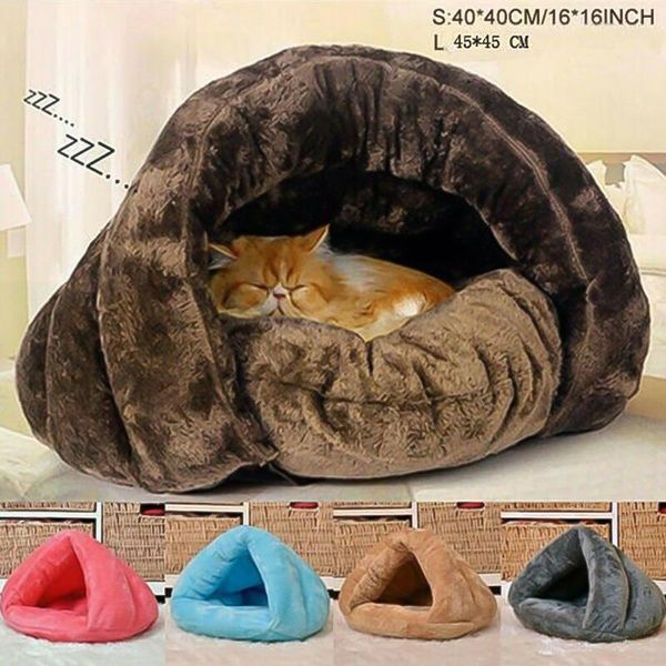 

cat litter winter warm pet kennel dog sleeping bed soft mat triangle thick bag yurt supplies beds & furniture