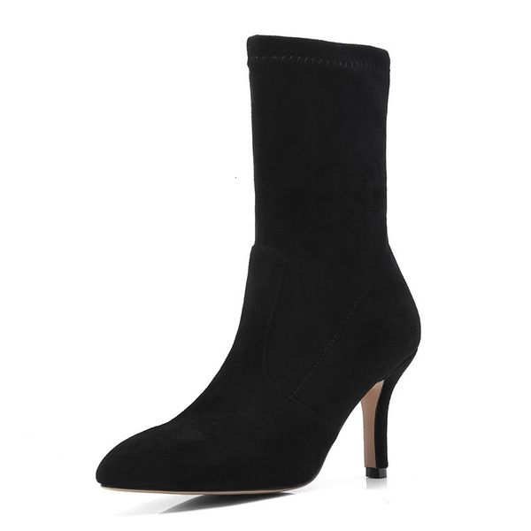 

asumer women's come thin heels high wedding party shoes colors fall winter woman boots, Black