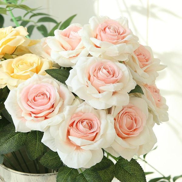 

decorative flowers & wreaths 10 heads 11 colors 1 bunch crimping corner roses high-end artificial wedding road cited home decoration fake