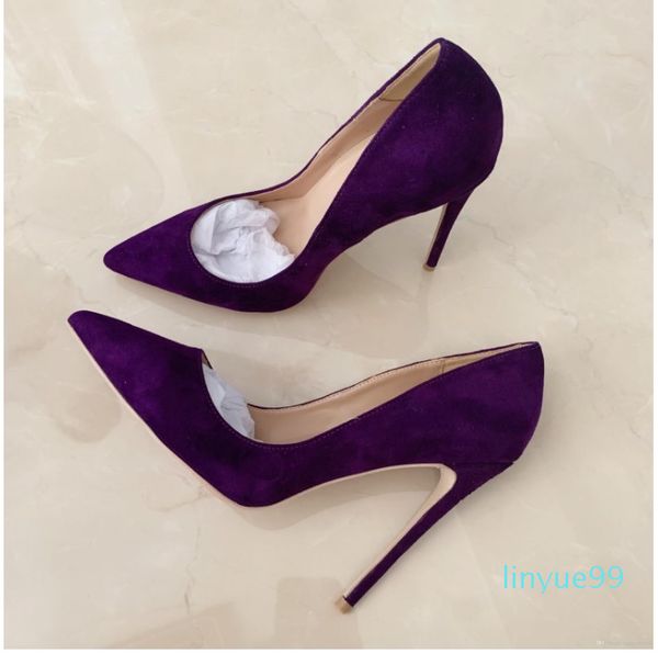 

fee new style casual designer purple suede leather point toe high heels shoes boots pumps bride wedding party shoes, Black