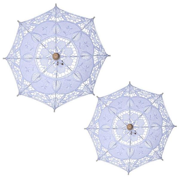 

other accessories manual opening wedding bridal parasol umbrella hollow out embroidery lace solid white color romantic po props with wood ha
