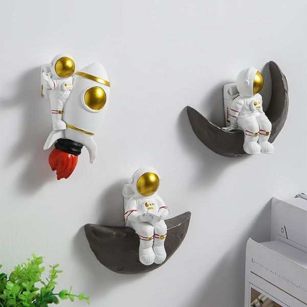 

window stickers nordic 3d resin astronaut statues funny moon rocket sculpture hanging ornament shelf figurines wall art decoration