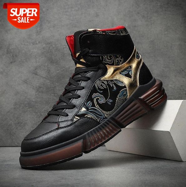 

ancient costume men's shoes country printing high-boots retro hanfu matching personality performance style #5k14