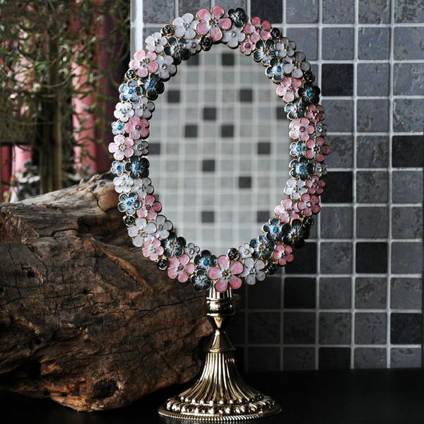 

mirrors nordic hd girl makeup mirror creative oval cosmetic looking glass home decor retro metal prinsess beauty