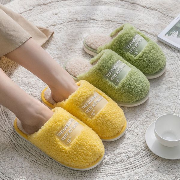 

plush cotton slippers home women in autumn and winter indoor thick bottom anti-skid warm moon shoes lovers men, Black