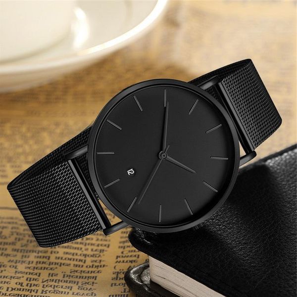 

wristwatches black quartz watch men watches male simple 2021 wristwatch stainless steel wrist for clock hodinky reloges, Slivery;brown