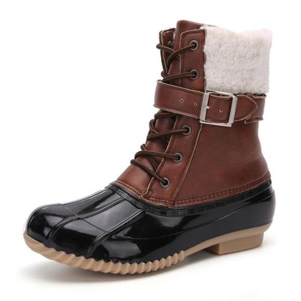 

boots 2021 winter outdoor women's water proof snow large size shoes plus velvet cotton female keep warm duck hunting, Black