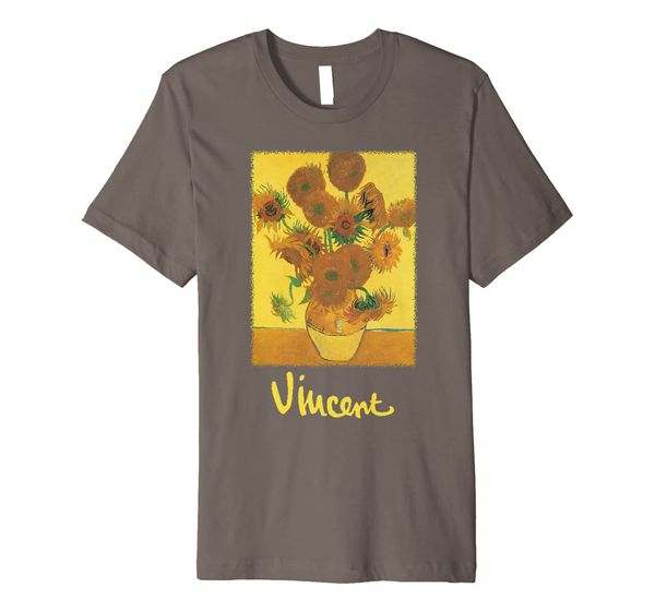 

vase with 15 sunflowers by vincent van gogh t-shirt, White;black