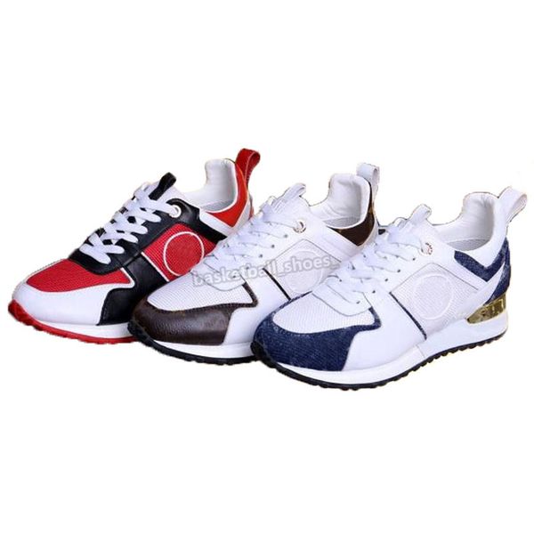 

mens women designer run away shoes genuine calf leather classic sneakers blue pink casual shoe men trainers size 35-46 with box, Black