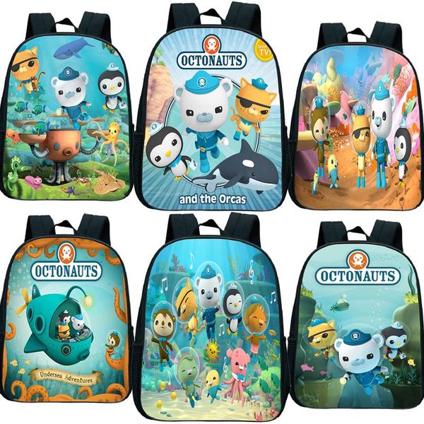 Mochila criança os octonauts sacos de jardim de infância crianças mochilas crianças bebês dos desenhos animados saco de livro diário mochila308g