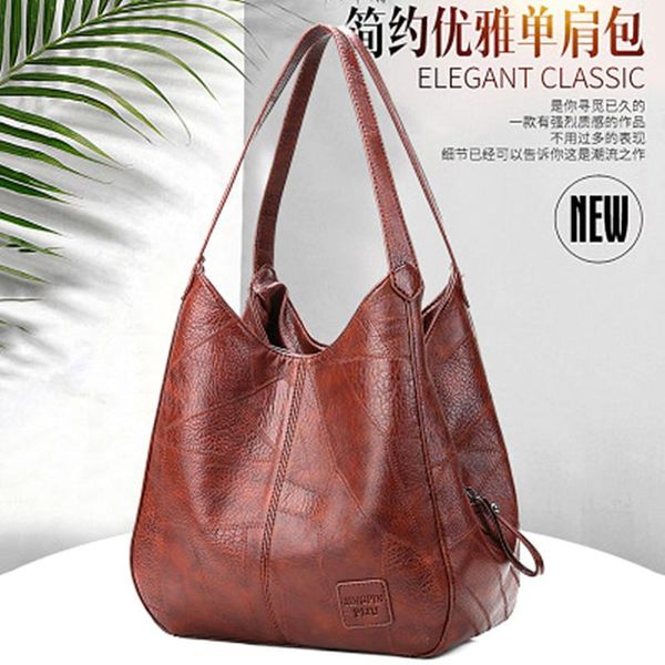 

evening bags high-quality women's 2021 retro soft leather shoulder bag large-capacity tote simple handbag women