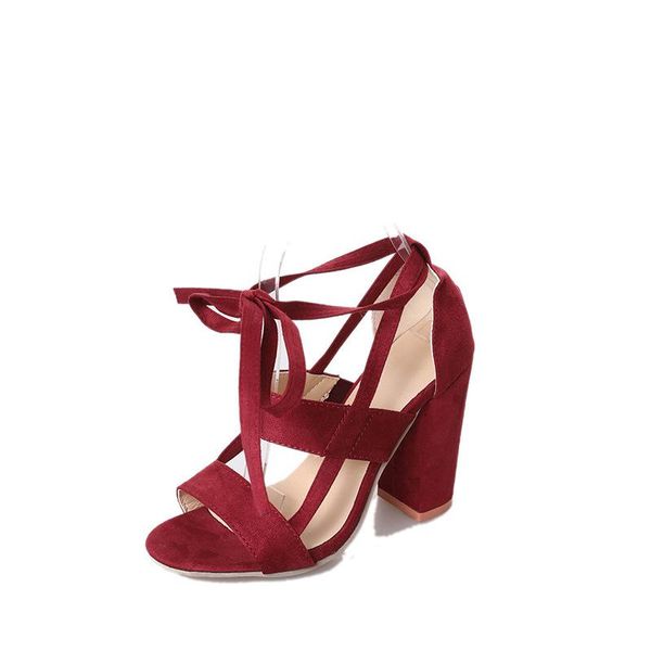 

summer ankle strap sandals women high heels open toe ladies party red wedding shoes plus size 34-43 zapatos mujer, Black