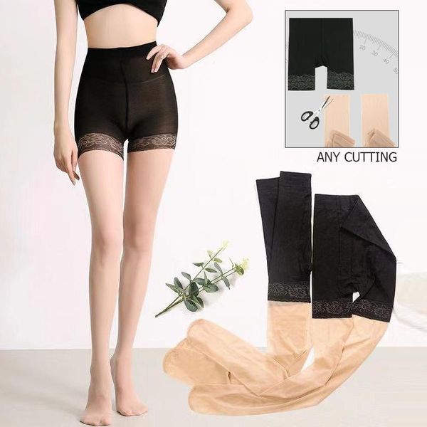 

socks & hosiery women business suit stockings sheer silk patchwork invisible thigh lace pantyhose lolita jk thin over knee, Black;white