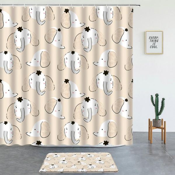 

shower curtains elephant printing set bath mats cartoon animals bathroom screen entrance door mat child room decor non-slip rugs