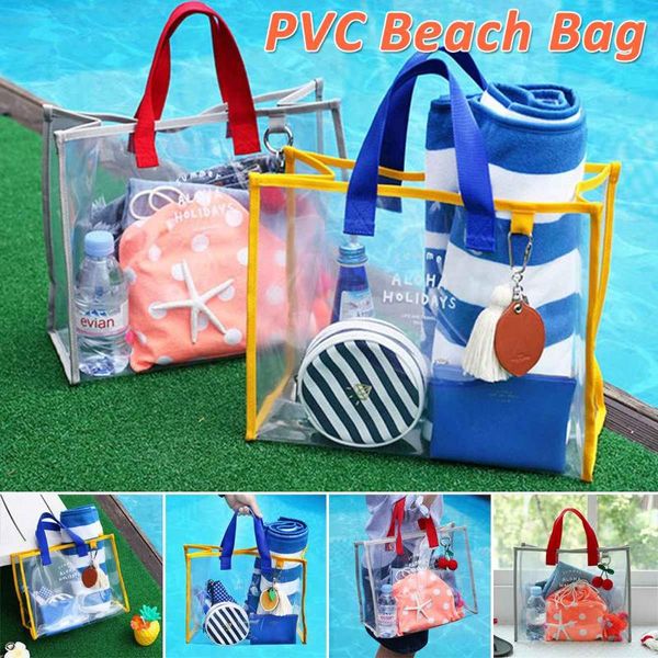

colors fashion fresh summer transparent pvc swimming bag outdoor travel beach handbag bathing pack gifts shopping bags