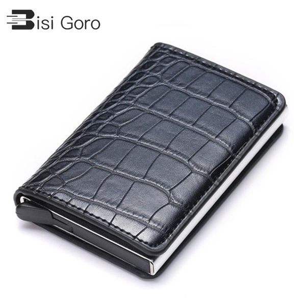 

card holders 2021 drop man women smart wallet business holder hasp rfid aluminum metal credit mini, Brown;gray