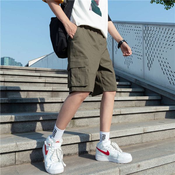 

summer tooling shorts men's capris trendy pocket loose sports beach pants casual, White;black