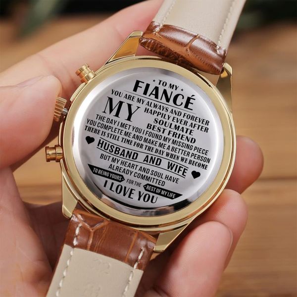

wristwatches to my man luxury waterproof engraved watches sport men military birthday anniversary christmas presents gifts, Slivery;brown
