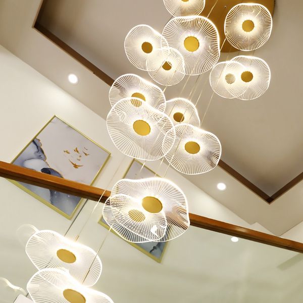 Ristorante minimalista nordico pendenti a foglia di loto Lampada soggiorno vill alto duplex illuminazione a sospensione scale decorazioni per la casa luci