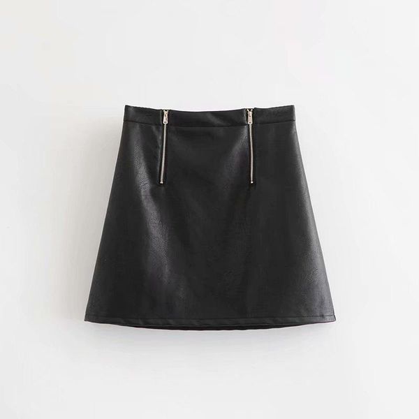 

skirts asds women fashion skirt zipper pu leather a-line high waist mini bodycon office lady wqz52799, Black