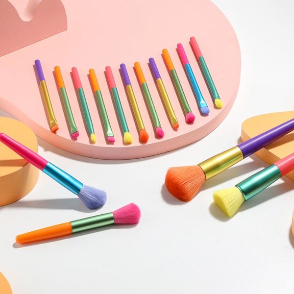 

makeup brushes docolor 15pcs professional powder foundation eyeshadow make up brush set synthetic hair colourful