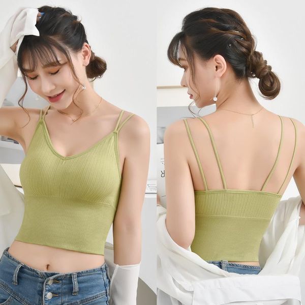 

camisoles & tanks net red 2.0 kaka same back underwear without steel ring seamless breast wrapping and anti light girl vest lingerie camisol, Black;white