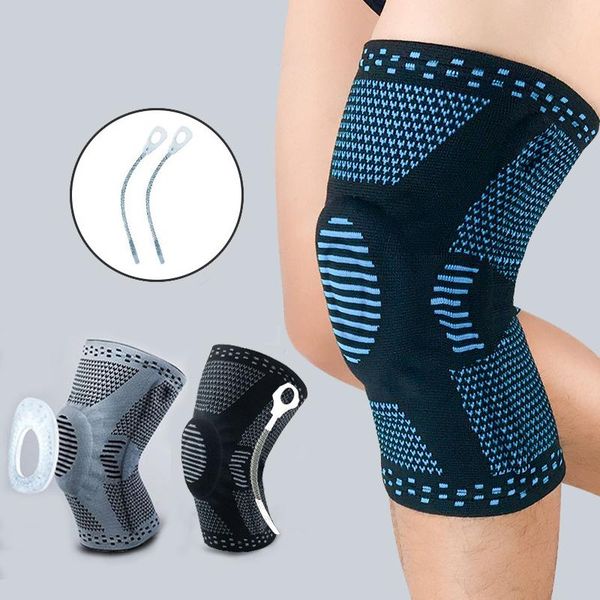 

pc silicone padded knee pads supports brace basketball fitness meniscus patella protection kneepads sports safety sleeve elbow &, Black;gray