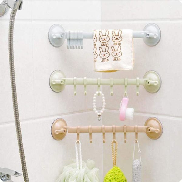 

adjustable towel hooks rack double suction cup holder hanging shelf for sucker kitchen bathroom & rails