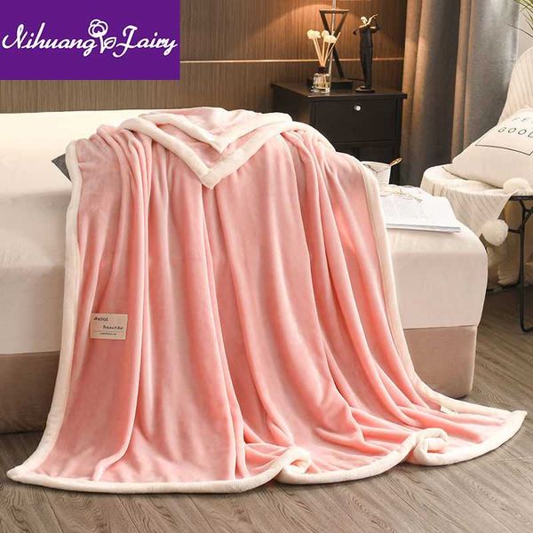 

blankets autumn and winter thin blanket flannel office nap milk fleece bed sheet double double-sided