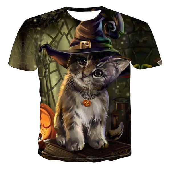 

men's t-shirts fashion cool for men and women t-shirt 3d lovely cat printing short sleeve summer casual tees large size, White;black