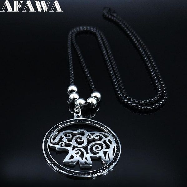 

pendant necklaces 2021 animal elephant stainless steel crystal chain necklace women silver color black & jewelry colgante n71s01