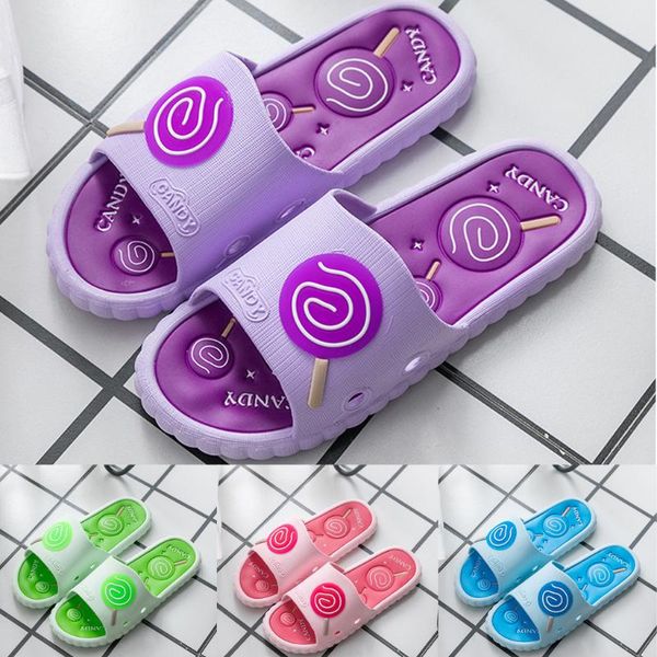 

slippers ladies cute cartoon lollipop lovers non-slip indoor home women shoes summer platform foot massage p3, Black