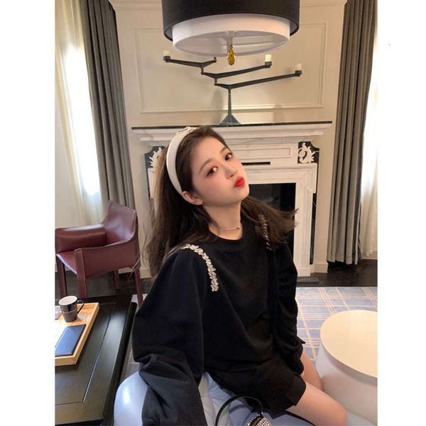 

net red black round neck pullover women's korean loose long sleeve chic autumn fashion