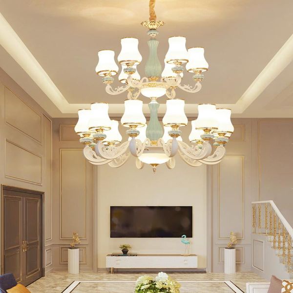 

chandeliers modern ceramics home lighting decoration luxury candle chandelier pendants living room indoor lamp lustres de glass