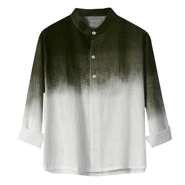 

men's casual shirts summer mens cool thin breathable lapel collar hanging dyed gradient cotton shirt l-4xl slim fit 10.4, White;black