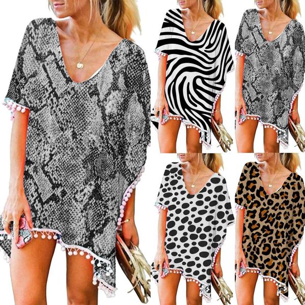 

tassel cover ups tunic swimsuit 2021 beach dress tropical hollow out beachwear boho print summer swimwear women's, White;black